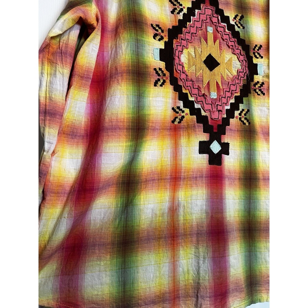 Double D Ranch Western Button-up Shirt Size Large Multicolor Plaid Embroidered - Picture 8 of 8